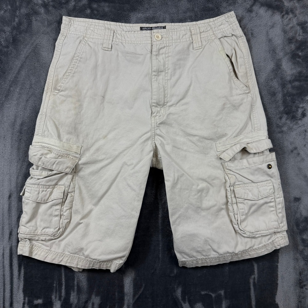 Paco Jeans Cargo Shorts Mens 36 Beige Good Khaki Cotton Utility Multi Pocket